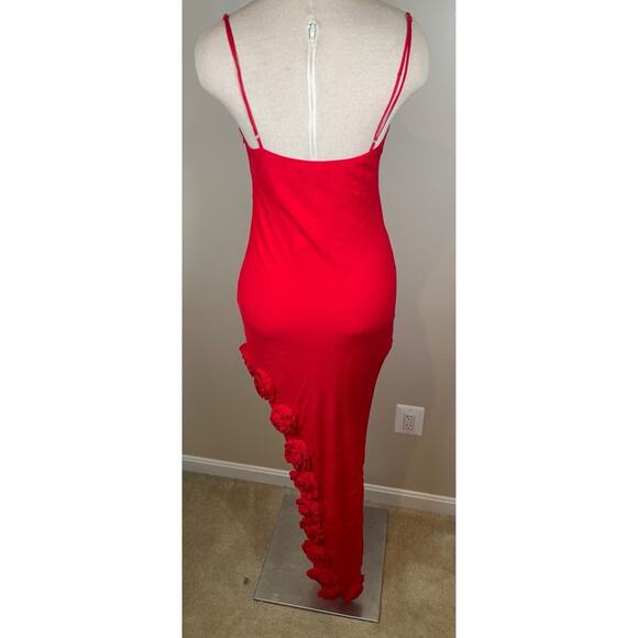 Majorelle Montauk Floral Rosette High Thigh Slit Red Maxi Gown Size Small - Picture 5 of 7